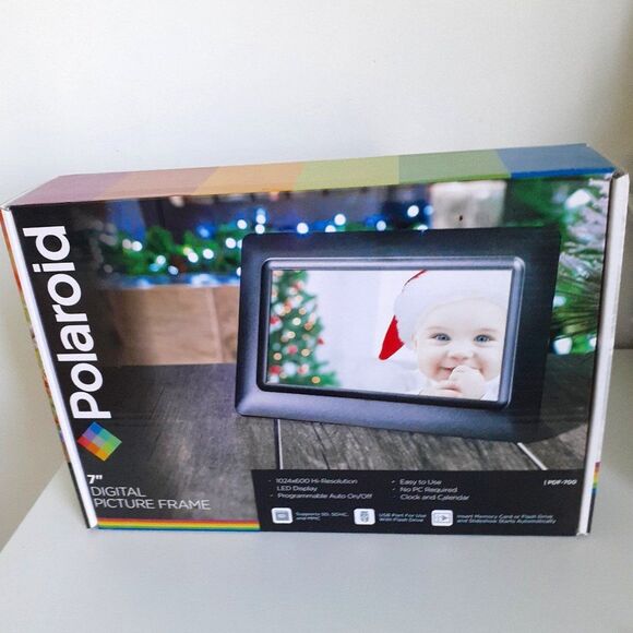 Polaroid 7" Hi Resolution Digital Frame Sreen Photo Black PDF - 700 Brand New - Picture 1 of 7